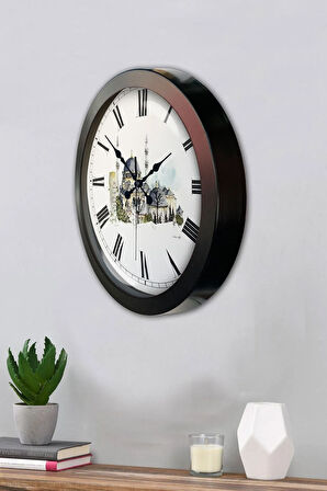 Hediyelik 36 Cm Siyah Metal Cami Temalı Duvar Saati