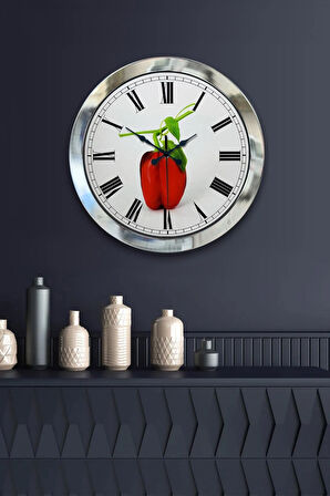 Hediyelik 36 Cm Krom Metal Kitchen Duvar Saati