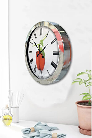 Hediyelik 36 Cm Krom Metal Kitchen Duvar Saati