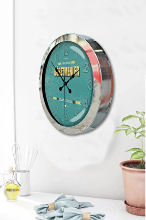 Hediyelik 36 Cm Krom Metal Öğretmenler Günü Duvar Saati