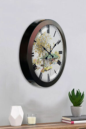 Hediyelik 36 Cm Siyah Metal Eski Ev Duvar Saati