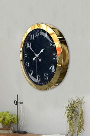 Hediyelik 36 Cm Gold Metal Vintage Duvar Saati