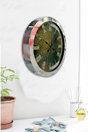 Hediyelik 36 Cm Krom Metal Eskitme Duvar Saati