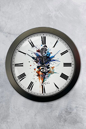 Hediyelik 36 Cm Siyah Metal Modern Duvar Saati