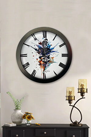 Hediyelik 36 Cm Siyah Metal Modern Duvar Saati