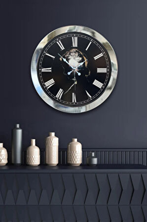 Hediyelik 36 Cm Krom Metal Doğa Duvar Saati