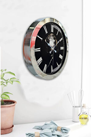 Hediyelik 36 Cm Krom Metal Doğa Duvar Saati