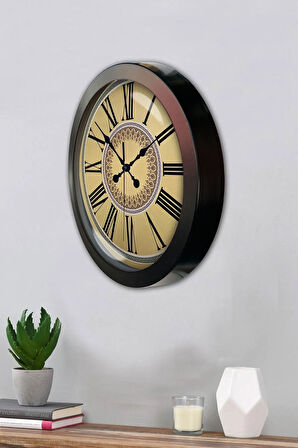 Hediyelik 36 Cm Siyah Metal Roma Rakamlı Duvar Saati