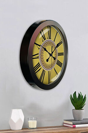 Hediyelik 36 Cm Siyah Metal Roma Rakamlı Duvar Saati