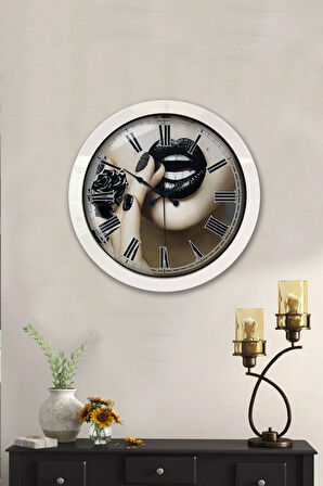 Hediyelik 36 Cm Beyaz Metal Güzellik Duvar Saati