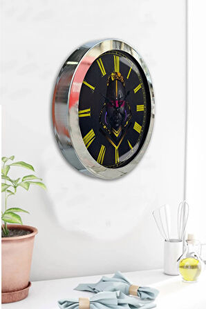 Hediyelik 36 Cm Krom Metal Afrika Duvar Saati
