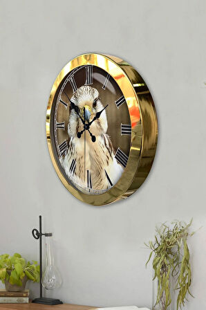 Hediyelik 36 Cm Gold Metal Kartal Duvar Saati