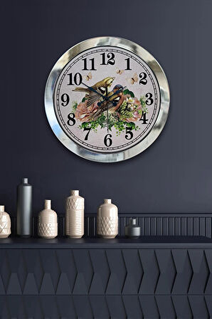 Hediyelik 36 Cm Krom Metal Birds Duvar Saati