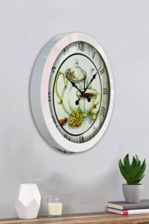 Hediyelik 36 Cm Beyaz Metal Mutfak Duvar Saati