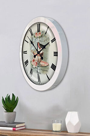 Hediyelik 36 Cm Beyaz Metal Mutfak Duvar Saati