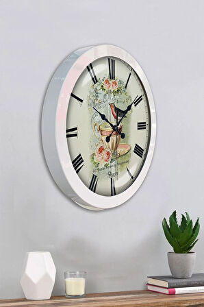 Hediyelik 36 Cm Beyaz Metal Mutfak Duvar Saati