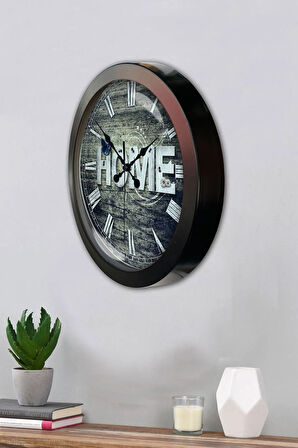 Hediyelik 36 Cm Siyah Metal Home Duvar Saati