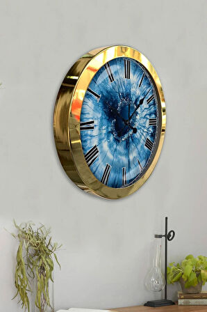 Hediyelik 36 Cm Gold Metal Eye Duvar Saati