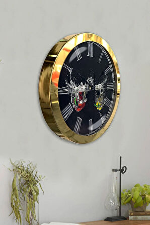 Hediyelik 36 Cm Gold Metal Mutfak Duvar Saati