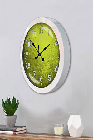 Hediyelik 36 Cm Beyaz Metal Sarı Duvar Saati