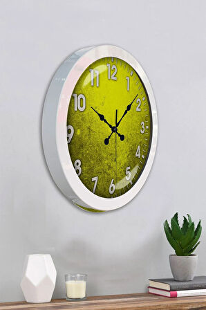 Hediyelik 36 Cm Beyaz Metal Sarı Duvar Saati