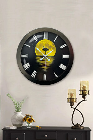 Hediyelik 36 Cm Siyah Metal Gece Duvar Saati
