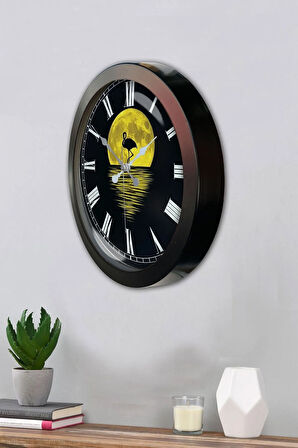 Hediyelik 36 Cm Siyah Metal Gece Duvar Saati