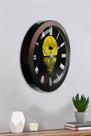 Hediyelik 36 Cm Siyah Metal Gece Duvar Saati