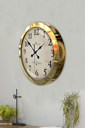 Hediyelik 36 Cm Gold Metal Klasik Duvar Saati