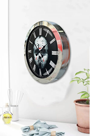 Hediyelik 36 Cm Krom Metal Korsan Duvar Saati