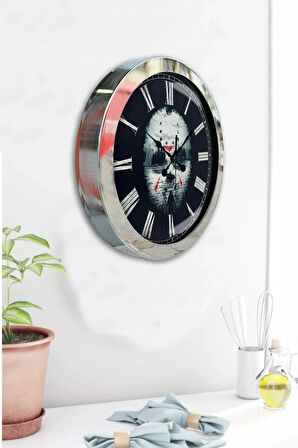 Hediyelik 36 Cm Krom Metal Korsan Duvar Saati