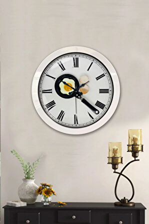 Hediyelik 36 Cm Beyaz Metal Mutfak Duvar Saati