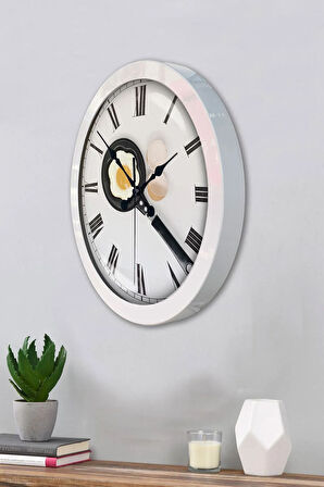 Hediyelik 36 Cm Beyaz Metal Mutfak Duvar Saati