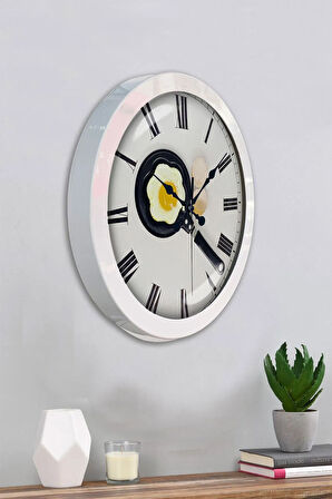 Hediyelik 36 Cm Beyaz Metal Mutfak Duvar Saati