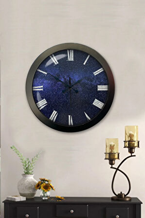 Hediyelik 36 Cm Siyah Metal New Blue Duvar Saati