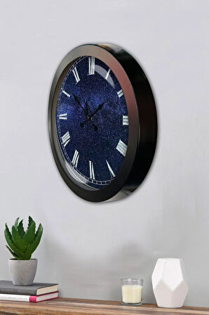 Hediyelik 36 Cm Siyah Metal New Blue Duvar Saati
