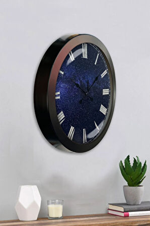 Hediyelik 36 Cm Siyah Metal New Blue Duvar Saati