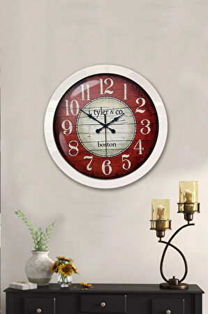Hediyelik 36 Cm Beyaz Metal Boston Duvar Saati