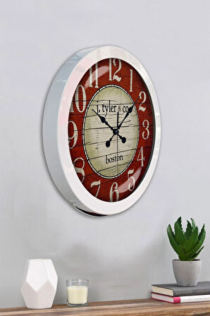 Hediyelik 36 Cm Beyaz Metal Boston Duvar Saati