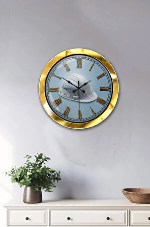 Hediyelik 36 Cm Gold Metal Inşaat Duvar Saati