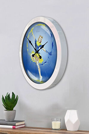 Hediyelik 36 Cm Beyaz Metal Water Duvar Saati