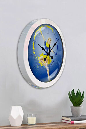 Hediyelik 36 Cm Beyaz Metal Water Duvar Saati