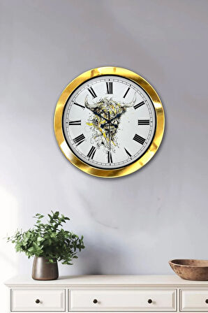 Hediyelik 36 Cm Gold Metal Hayvanlar Alemi Duvar Saati