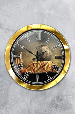 Hediyelik 36 Cm Gold Metal Dekoratif Duvar Saati