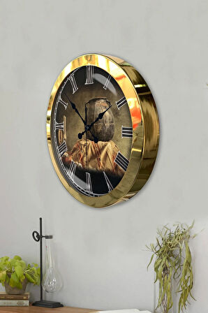 Hediyelik 36 Cm Gold Metal Dekoratif Duvar Saati