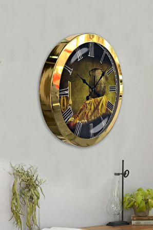 Hediyelik 36 Cm Gold Metal Dekoratif Duvar Saati