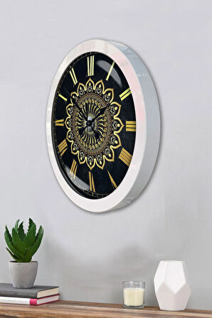 Hediyelik 36 Cm Beyaz Metal Dekoratif Duvar Saati