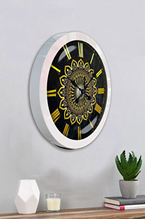 Hediyelik 36 Cm Beyaz Metal Dekoratif Duvar Saati