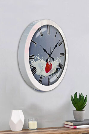 Hediyelik 36 Cm Beyaz Metal Mutfak Duvar Saati