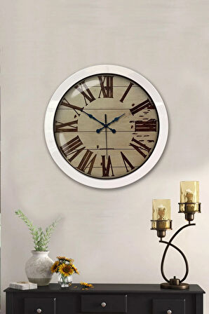 Hediyelik 36 Cm Beyaz Metal Dizayn Duvar Saati